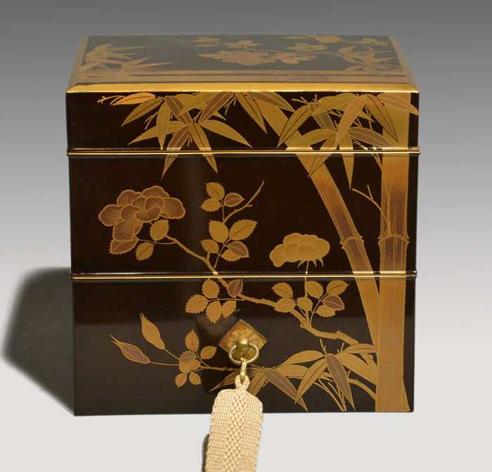 竹に花蒔絵 香箱(二段小箱) 江戸末から明治 | 古美術ささき