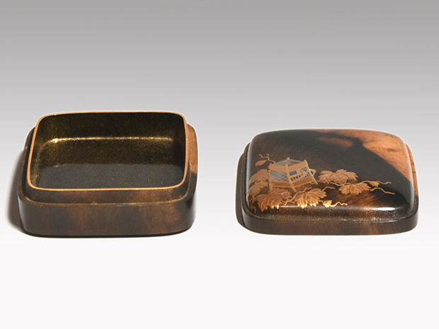 茶道具/香合 吉田善山　糸蜻蛉蒔絵　蔦香合　工芸品 蔦蒔絵蔦香合 吉田善山（山中） 共箱｜秋の茶道具 秋の