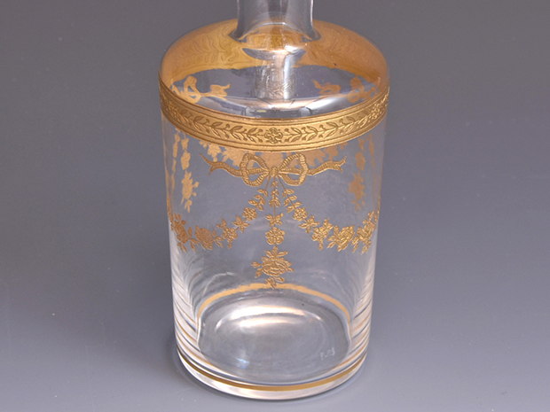 オールドバカラ 金彩 花綱文 ガーランド ボトル リキュールグラス２客 1900年頃
