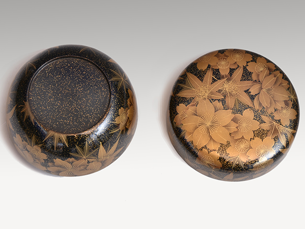 四季草花蒔絵 金城雅月 金蒔絵 金地 平棗 なつめ 内金溜 桜