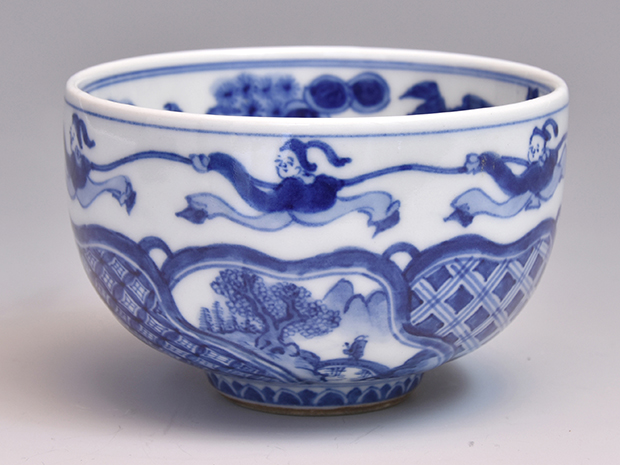 呉祥瑞写茶碗　二代　真葛香山(作)　共箱