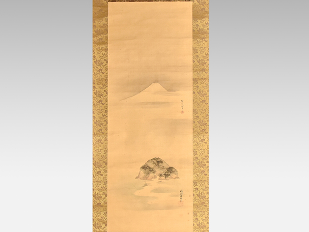 狩野伊川院 「富士山」 狩野晴川院 「江の島」 合作 絹本縦幅 | 古美術