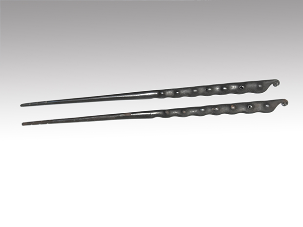 茶道具 鐵火箸 釜師 木越三右衛門造 二膳 共箱 V R8312