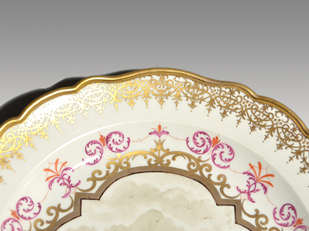 MEISSEN マイセン 港湾風景画 金彩 31.5cm プレート 飾り皿 1850～1924年 | 古美術ささき