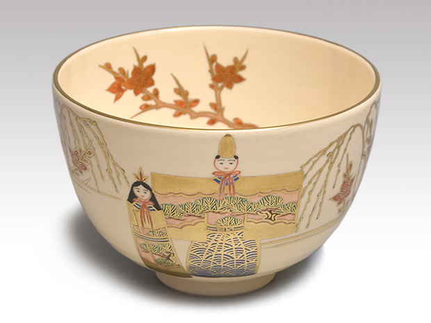 清閑寺窯 三代 杉田祥平(作) 色絵金彩立雛画茶碗 共箱 | 古美術ささき