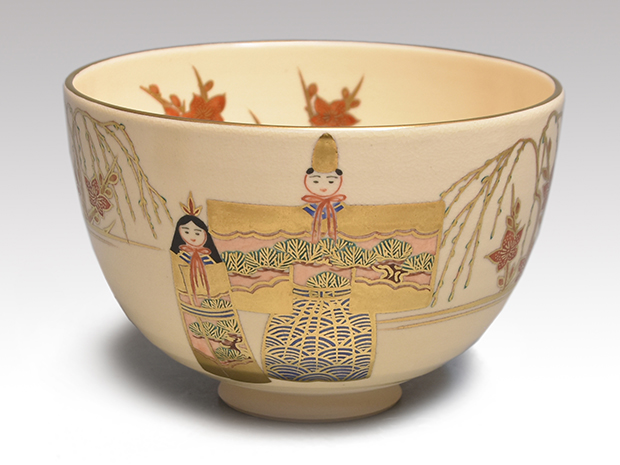 清閑寺窯 三代 杉田祥平(作) 色絵金彩立雛画茶碗 共箱 | 古美術ささき