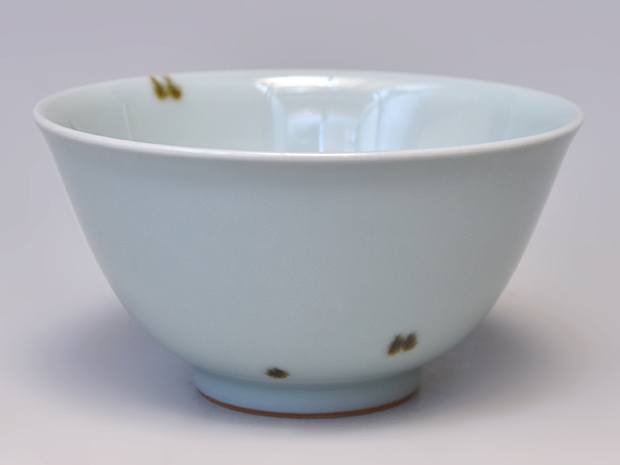 四代 諏訪蘇山(作) 菩提樹飛青磁茶碗 銘「雫」共箱 建仁寺管長