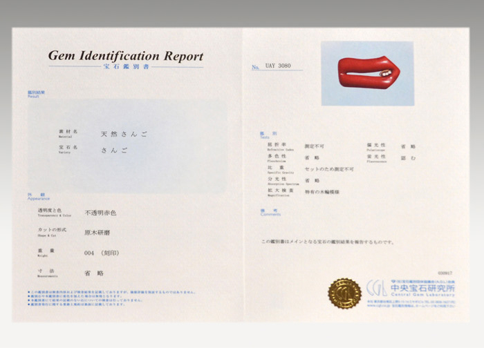 *ペンダント K18 径8.6mm天然赤珊瑚 サンゴ 鑑定書