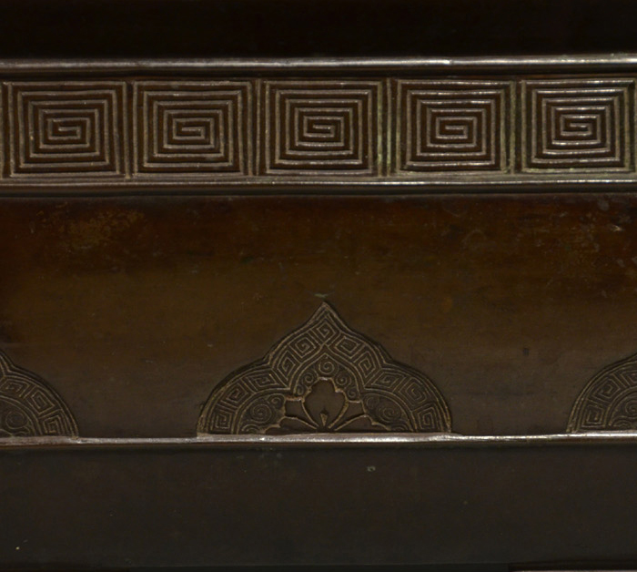 唐銅 古銅 水盤砂鉢 雷文蝉文入り 華道 300年程前作 | 古美術ささき
