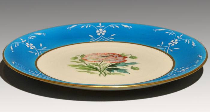 アンティーク ミントン ブルー 花文 金彩 プレート 皿 1800年代中頃 
