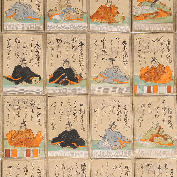 【超目玉枠】 揃い 版彩色に手書カルタ 百人一首 江戸後期 古美術ささき | 百人一首